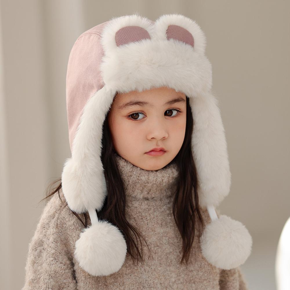 

Плюшевая теплая шапка с кроличьими ушками, шапки для защиты ушей, новые шапки-бини, зима розовый