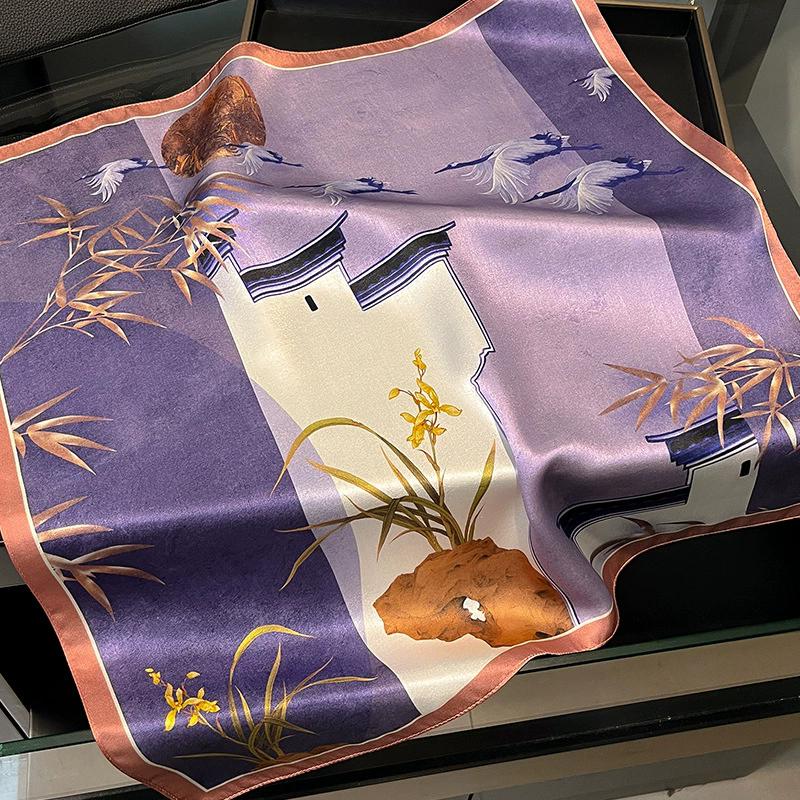 New 100% Natural Real Silk Scarf Women Bandana Square Scarves Wrap Kerchief Mulberry Spring Fashion Luxury High Quality Hijab