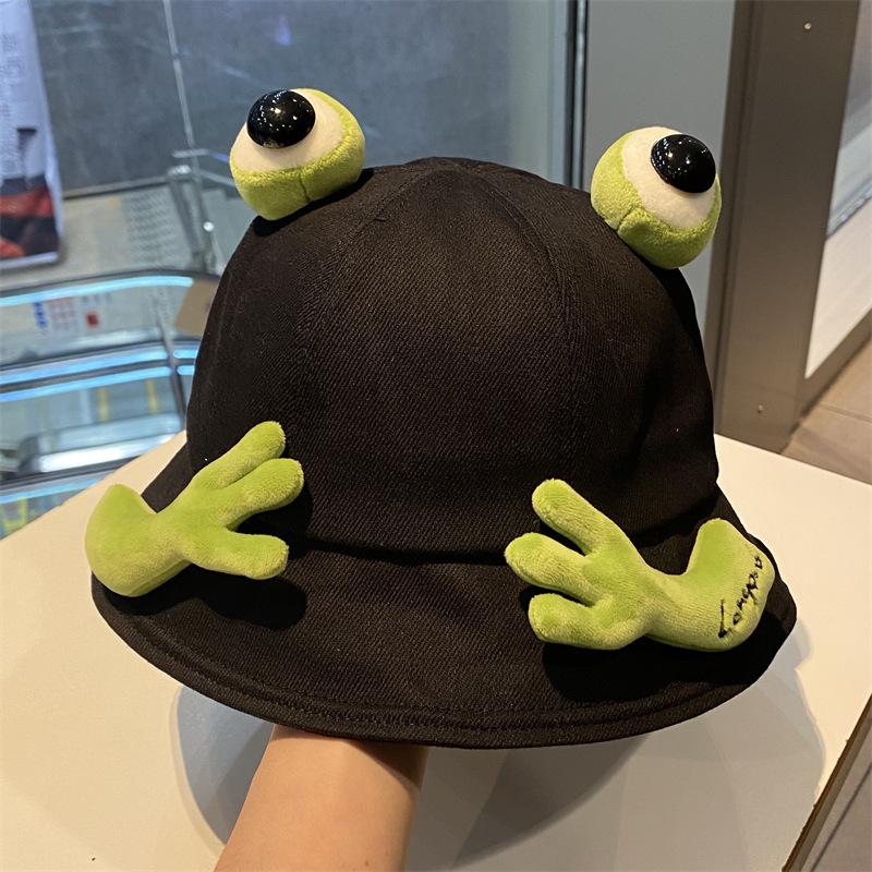 New Fashion Cute Big Eyes Frog Bucket Hats Outdoor Foldable Sun Fishing Cap Men Women Lady Summer Cotton Panama Fisherman Hats