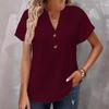 Spring Summer Women's Fashion Casual Solid Color Button V-neck T-Shirts Women’s