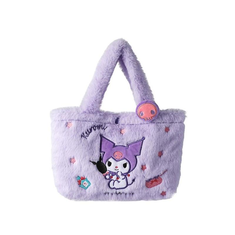 Kawaii Sanrio Bag Stuffed Cinnamoroll Plush Kuromi My Melody Plushie Anime Pochacco Soft Portable Travel Bag Girls Children Gift