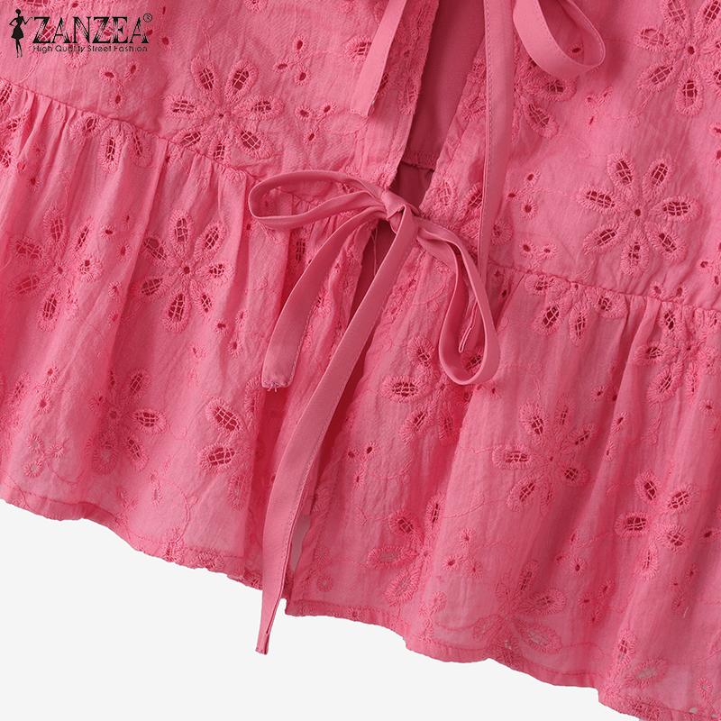 ZANZEA Dámské ležérní krajkové háčkované patchworkové šněrovací tílka bez rukávů