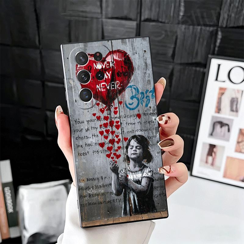 B-Banksy Art Graffiti Artist Soft Phone Case for Samsung Galaxy S26 S25 Edge S24 Ultra S23 Plus S22 S21 FE S20 Black Cover Back