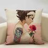 Classic Japanese Lady Decorative Cushion Cover Living Room Sofa Pillow Case 45x45cm Linen Pillowcase Home Art Decor