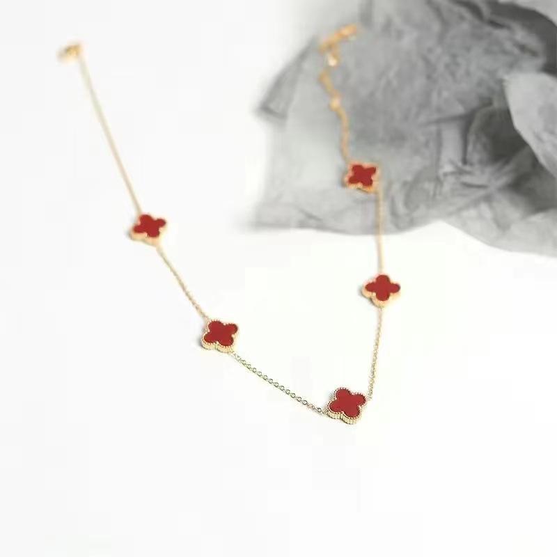 Four-leaf Clover Necklace Five-flower 18K Titanium Steel Fashionable and Versatile Temperament Senior Ladies Clavicle Chain