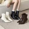 Fashion Eilyken 2026 New Spring Pointed Toe Women Ankle Boot Fashion Narrow Band Thin Heels Lace Up Zipper Short Booties Shoes