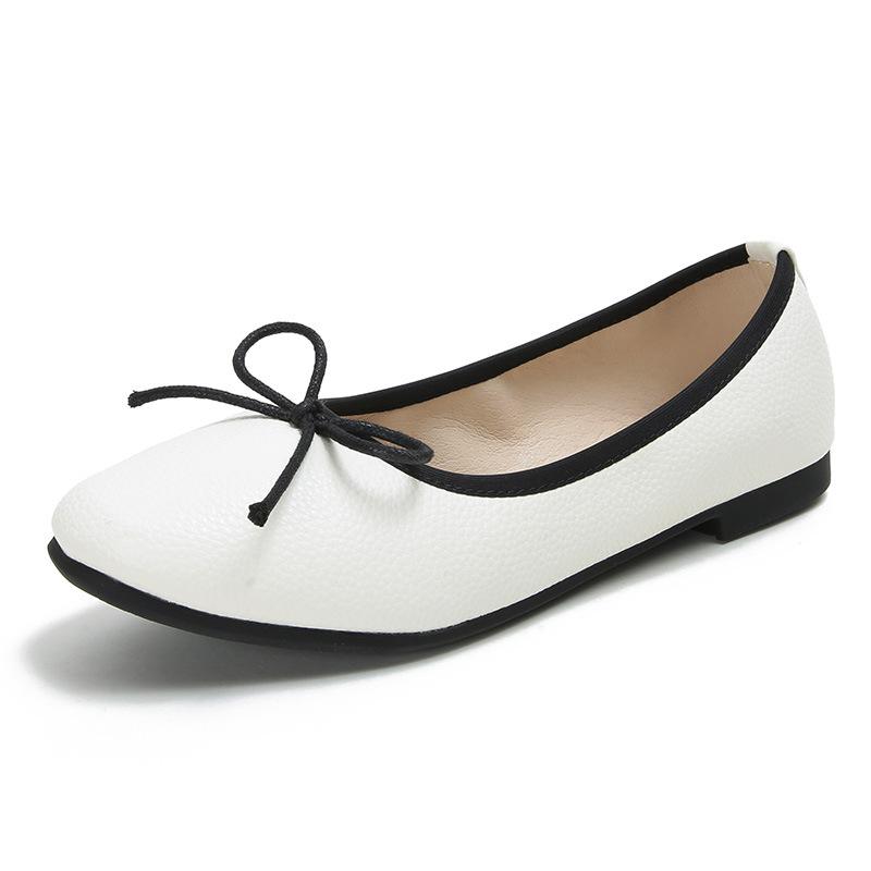 fashion Woman Microfiber Leather Ballet Flats Fashion Bow Knot Soft Bottom Loafers Ladies Low Heel Shoes Size 33-43