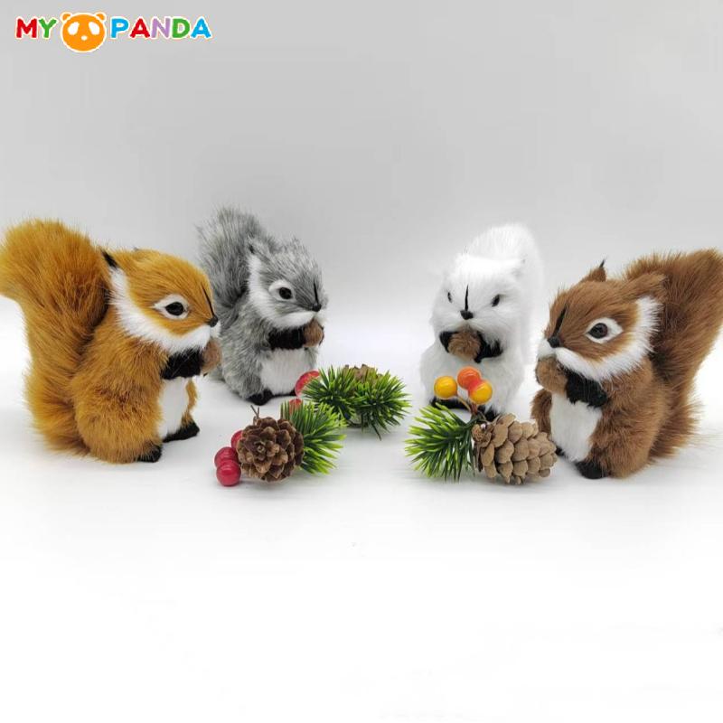 Perfect 1Pcs Fake Animal Christmas Table Decoration Mini Artificial Squirrel Figurines Miniatures Plush Simulation Squirrel Ornaments