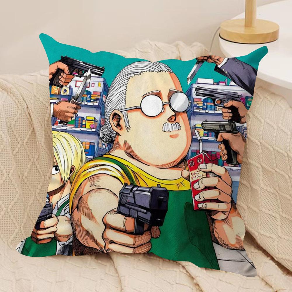 Anime S-Sakamoto Days Cushion Cover Soft Plush Double-Sided Pillow Cover Cozy Sofa Cushion Case Home Gift for Living Room