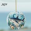 Durable Acrylic Coastal Decor Ocean Theme Pearl Art Hanging Ornament, 2D Flat Wall Sea Life Suncatcher, Beaded Pattern Window Decoration Souvenir