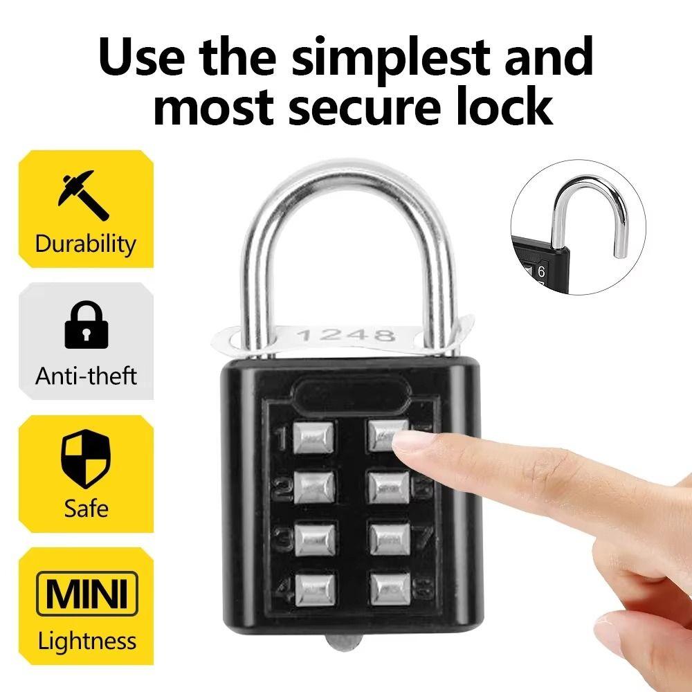 Durable 8 Digit Button Combination Lock Anti-theft Metal Customs Password Lock Safely Rust Proof Password Pad Lock For Travel