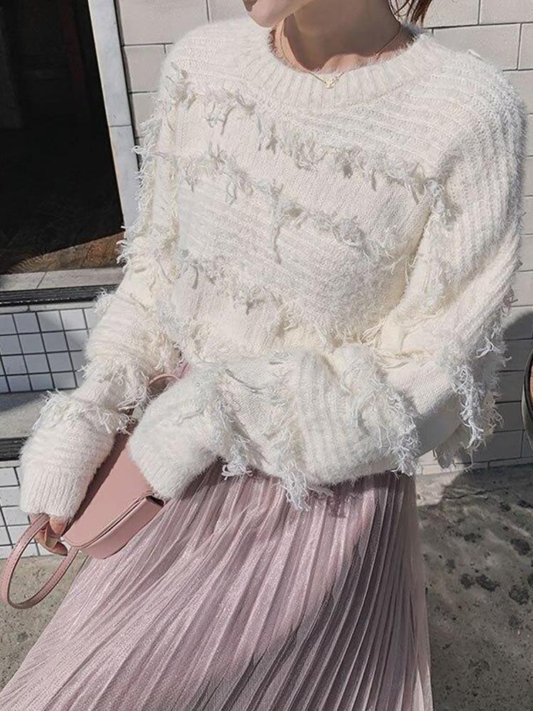 

XITAO вязаный женский свитер с кисточками GCC2717