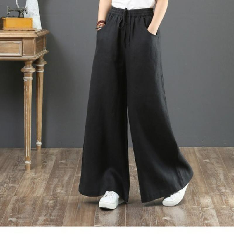 Vintage Dámské Elastický Pas Podnikání Ležérní Široké kalhoty Culottes Flare Dlouhé kalhoty