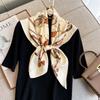 Fashion Luxury Printing 90*90Cm Women Scarf Satin Twill Square Big Shawl Elegant Headscarf Smooth Soft Neck Tie Bandana