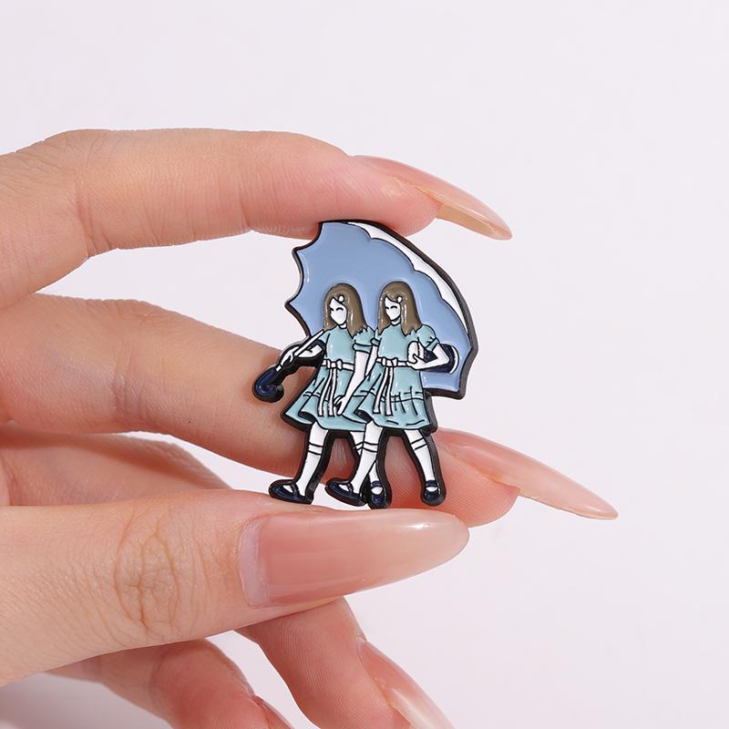 Horror Movie Enamel Pins Custom Salty Witch Girl Holding Umbrella Brooches Lapel Badges Punk Gothic Jewelry Gift for Friends