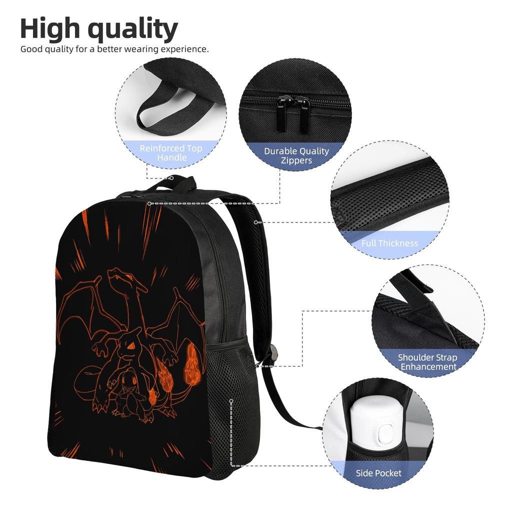 Fashion Backpacks Pokemon Backpack Daypack Mochila Work Retro Washable Rucksack