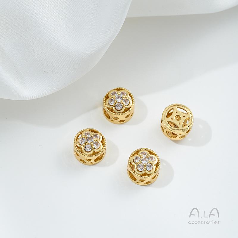 

Бусины-разделители из золота 14 карат с цирконием в виде бабочки, клевера, цветка вишни для изготовления жемчужных украшений своими руками