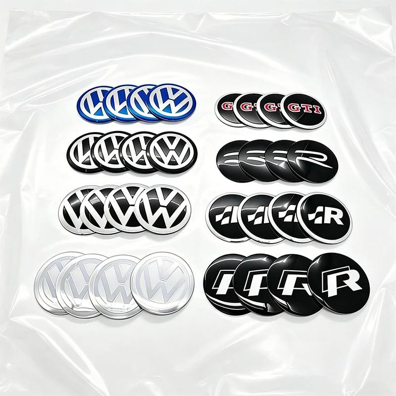 2026 New 4Pc 56mm 60mm 65mm Car Logo Wheel Center Hub Caps Badge Sticker Emblem Decals For VW GTI Golf 6 Polo R-Line CC Passat Tiguan B7PC7