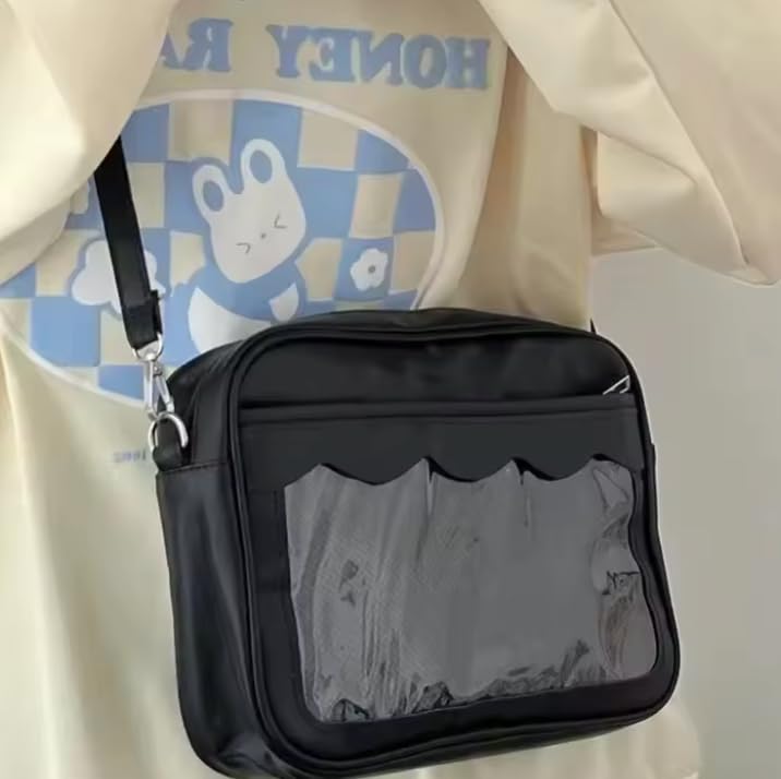 Oshikatsu Ita taška přes rameno s průhlednou kapsou odznaky a akrylový stojánek koncertní akce otaku aktivita oshikatsu černá mini taška přes rameno s