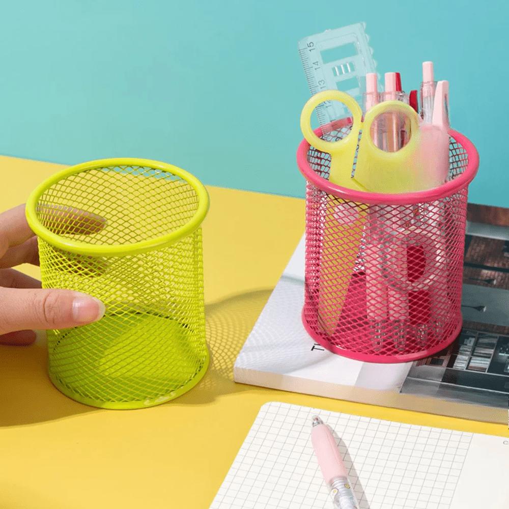 1Pcs Pencil Holder Office Desk Mesh Square Pen Holder Cup Case Container Organiser Durable Pencil Case