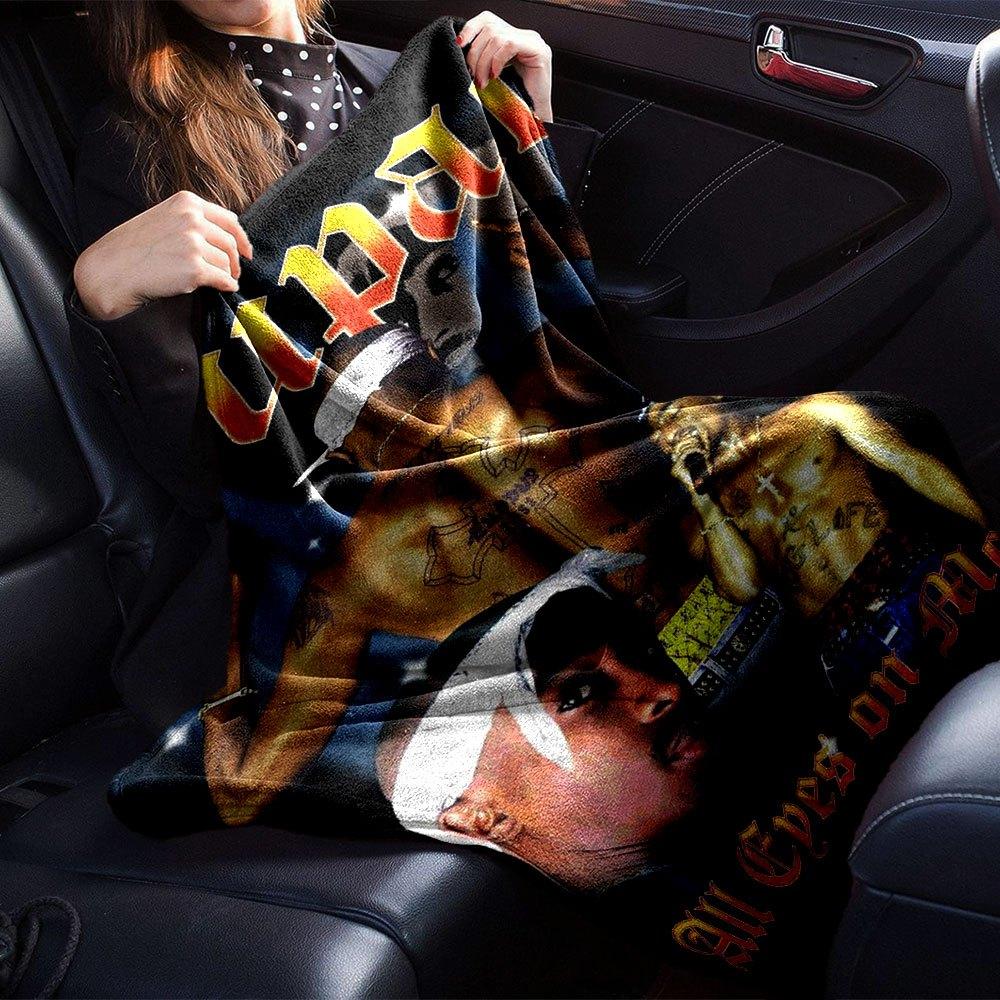 1pc 2PacHip Hop Blanket Soft Lightweight All Season Multi Purpose Throw for Sofa, Bed, Office & Picnics, French Style with Iconic Album Art & Quotes