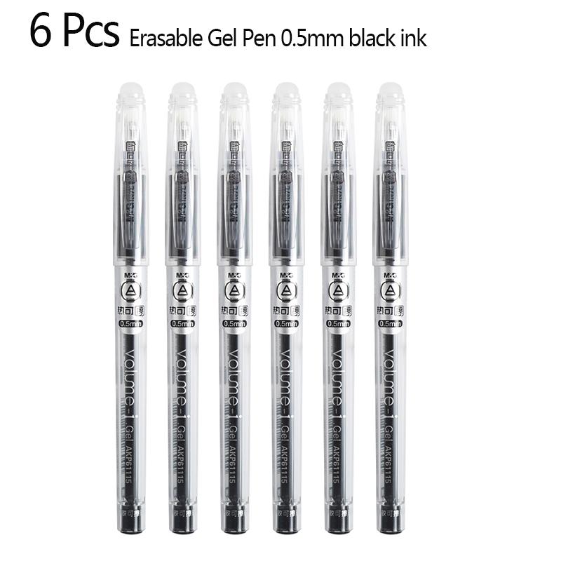 M&G 6/12 Pcs Hot Erasable Gel Pen 0.5mm Black & Red & Blue & Crystal Blue Heat Erasable Ink Back to School Office Stationery