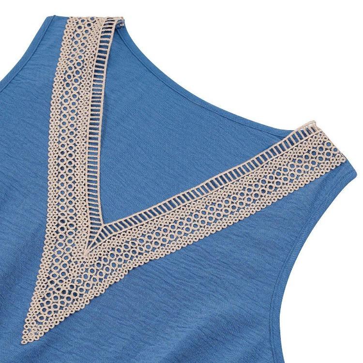 Γυναικείο Casual Καλοκαιρινό Φόρεμα Αμάνικο V-Neck Γραμμή Α Ψηλόμεσο Πάνω από το Γόνατο Κοντό Ζώνη Μονόχρωμο Δαντέλα Ανοιξιάτικο Φόρεμα S-XL