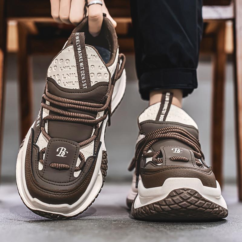 

Men’s Sports Shoes Black Skateboard Shoes Student Fashion Elevator Height Increase Running Sneakers Plus Size EU: 39 коричневый
