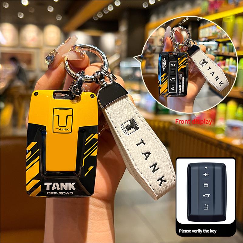 Fob Smart Key Protective Accessories Car ABS & Silicone Key Case Cover Buckle Chain For Great Wall GWM WEY TANK 300 500 Tank300
