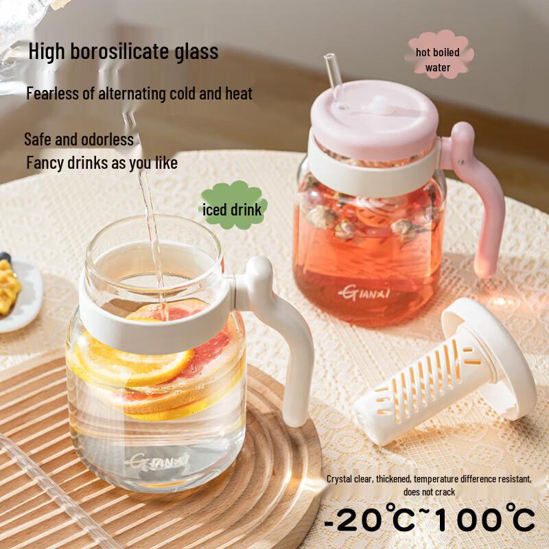 Tianxi Elegant Glass Water Bottle with Straw