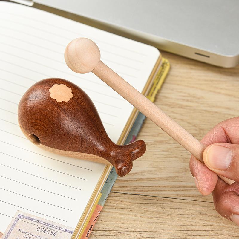 Whale Wooden Fish Banging Cute Carry-on Decompression Office Meditation Percussion Instrument Solid Wood Ornament Buddhist Physical Ornament