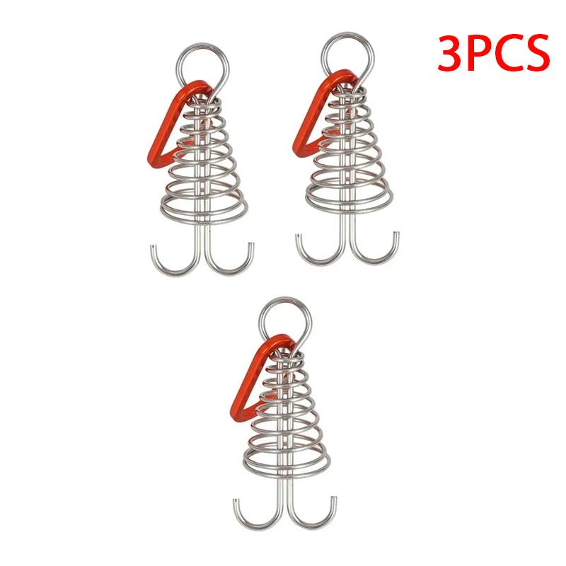 Outdoor Camping Octopus Rope Buckle Camping Deck Nail Stainless Steel Fixed Tent Rope Buckle Wooden Hook Spring Wind Rope