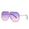 Luxury Brand Designer Oversized Pilot Sunglasses Women Men Fashion Metal Bead Temple Sun Glasses For Female Eyewear Uv400 Shades