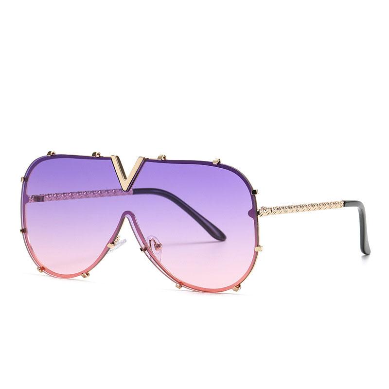 Luxury Brand Designer Oversized Pilot Sunglasses Women Men Fashion Metal Bead Temple Sun Glasses For Female Eyewear Uv400 Shades