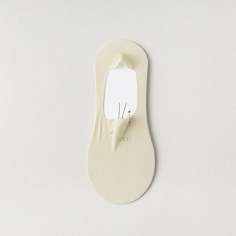 Female Summer Thin Cotton Bottom Super Shallow Mouth Invisible Silicone Non Slip Heel Socks