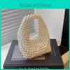Woven Pu Beading Small Clutch Bag Pearl Embellishments Internal Pocket Parties