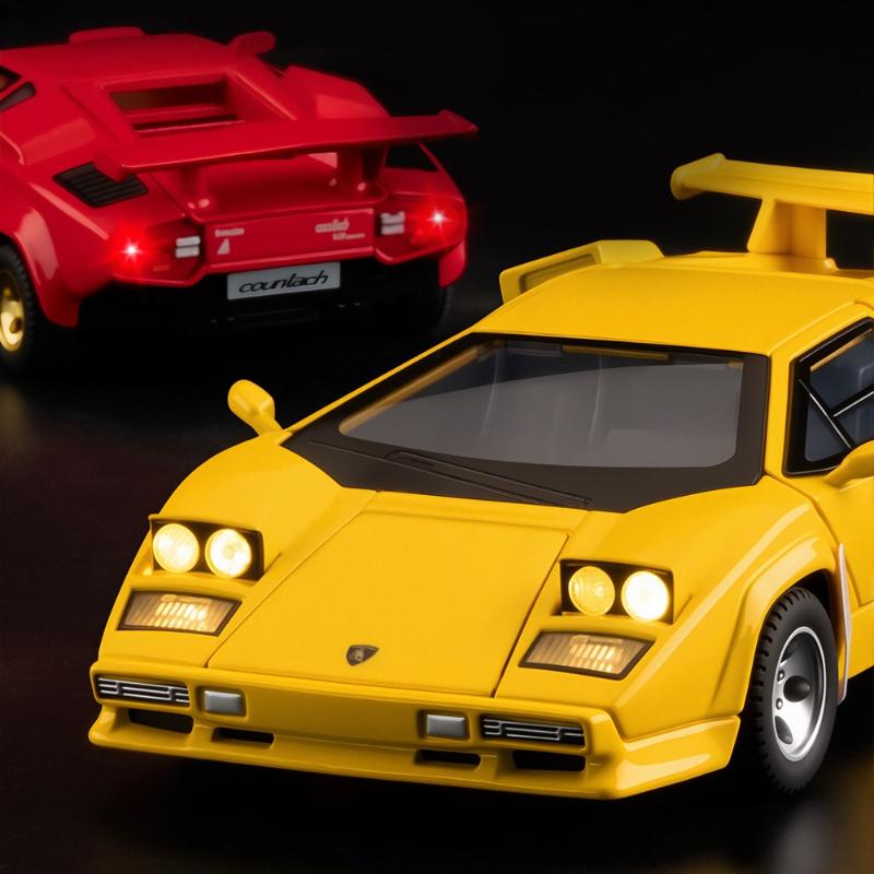 1:32 Countach LP500S Supercar Spielzeugauto Modell Rad Lenkung Geräusch und Licht Kinderspielzeug Sammlerstücke Geburtstagsgeschenke