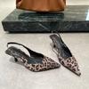 Fashion SUOJIALUN 2025 Spring Brand Women Sandal Fashion Leopard Print Ladies Elegant Slingback Shoes Pointed Toe Thin High Heel Pumps