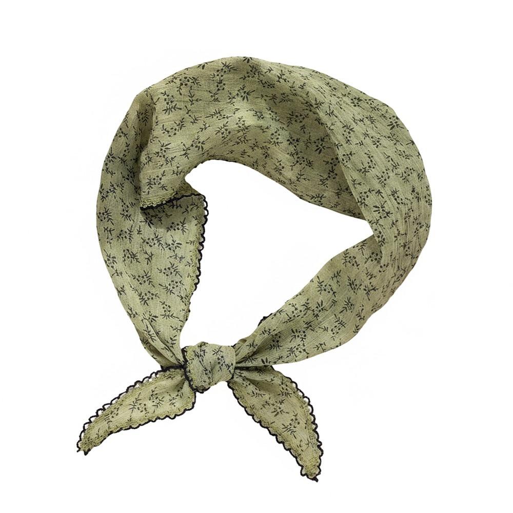 Sweet Lace Design Flower Neck Scarf French Style Gentle Head Wrap Headband Turban Hair Ribbon Summer Season