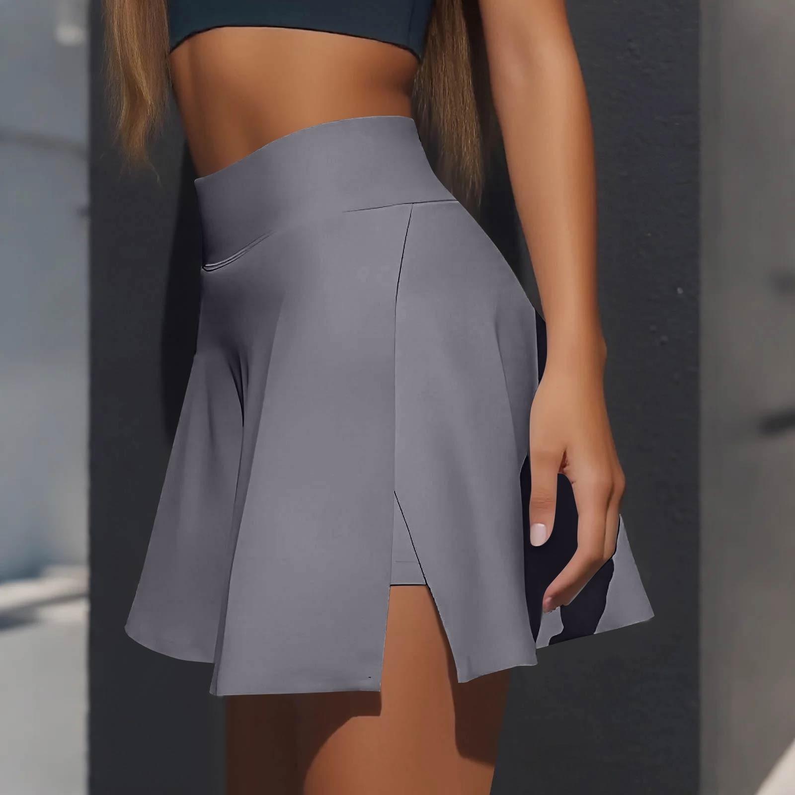 

Женская повседневная однотонная короткая полуюбка с высокой талией, спортивная юбка, плиссированная юбка L