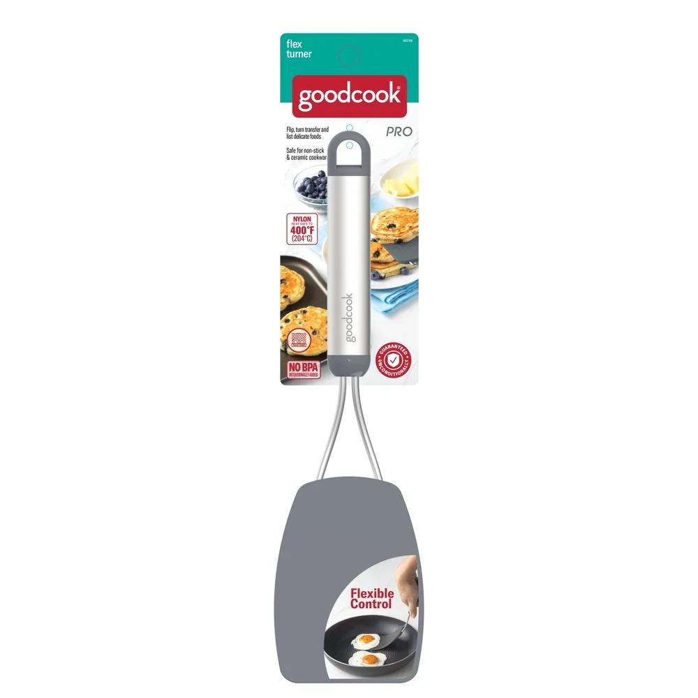 2 Pack Nylon Turner Heat Safe Flexible Flip Turner Pancakes Eggs Cookies Durable Stainless Steel Handle Non-Stick Cookware