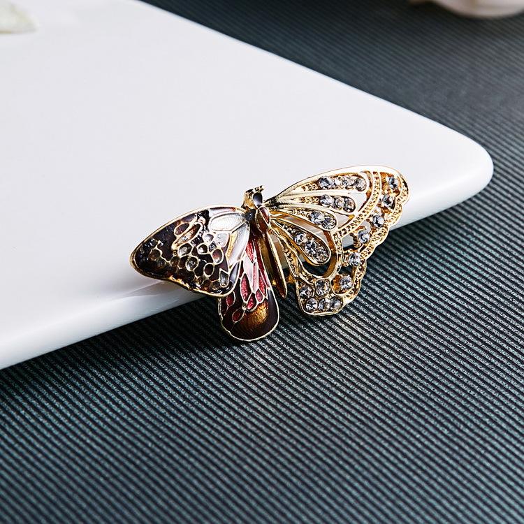 Vintage Butterfly Wings Brooch Elegant Animal Rhinestone Insect Pin Badge Wedding Party Jewelry