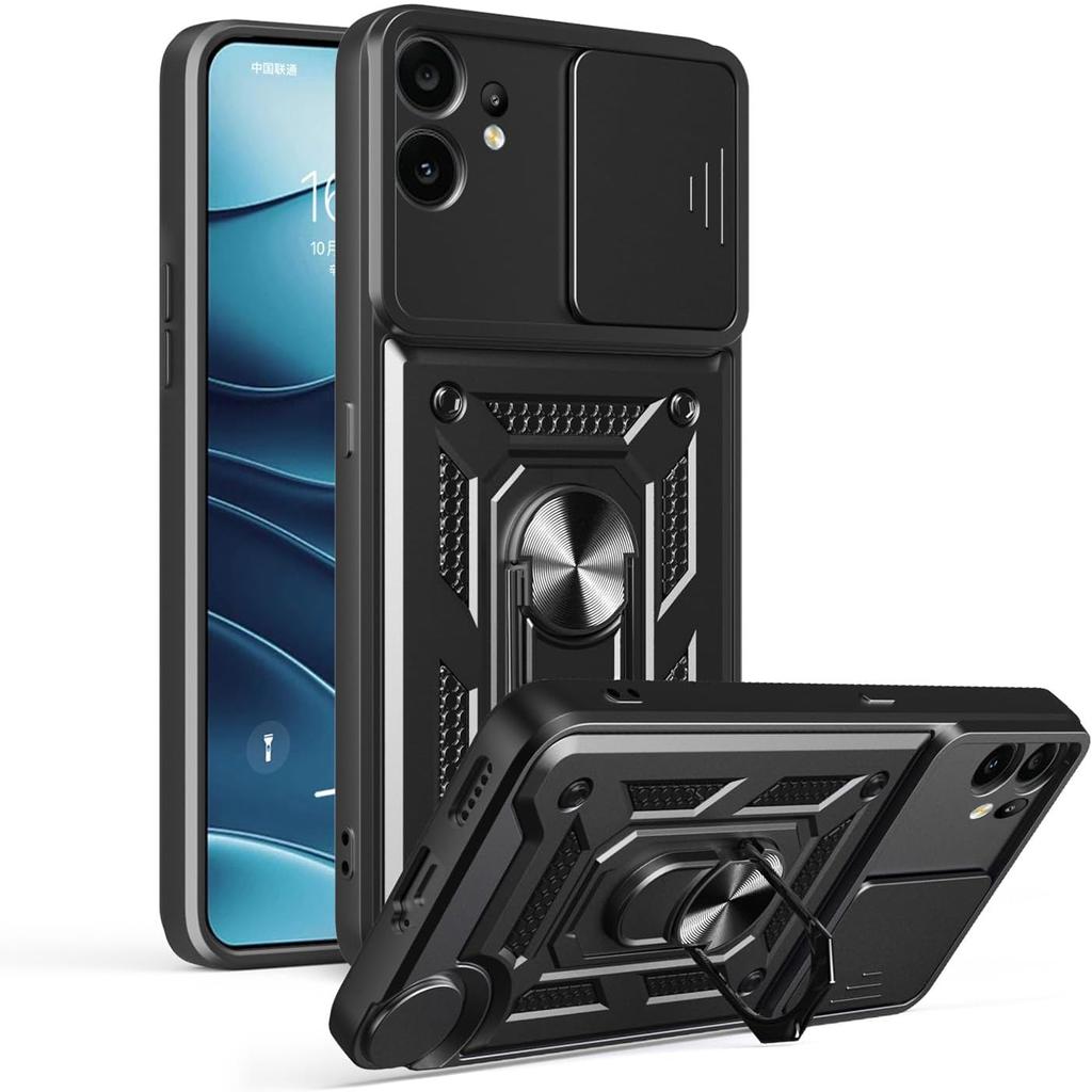 Husă Armură cu Suport pentru Telefon Nothing CMF 2 Pro, Acoperire Protecție Obiectiv cu Inel, Suport Magnetic, Coque Fundas Capa