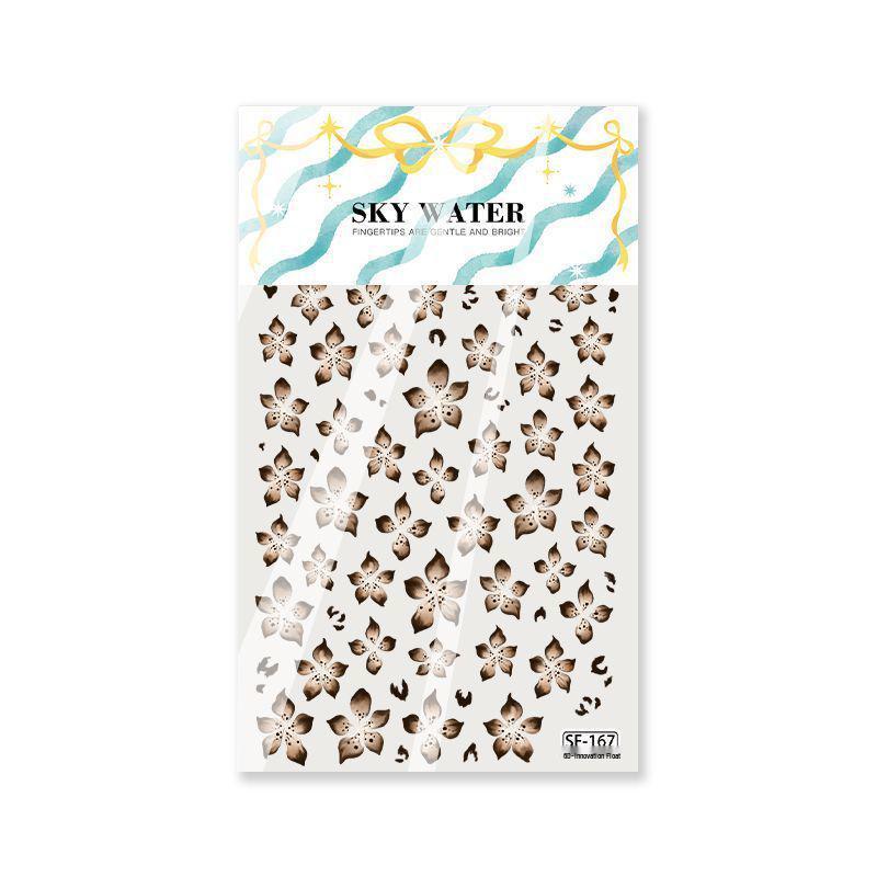 Sky Plumeria 3D Embossed Seven-Color Five-Petal Flower Nail Art Stickers