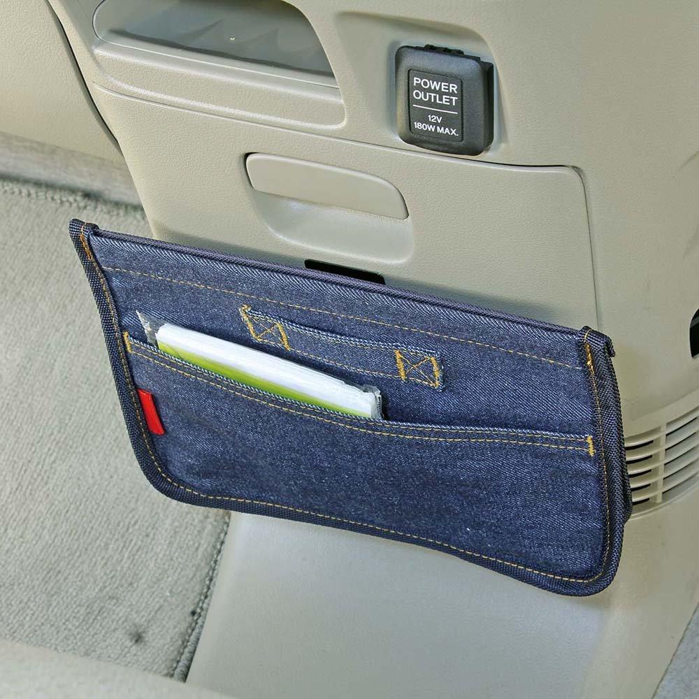 Napolex Light Fizz Flat Dust Car Trash Denim with Adhesive Hooks for Center Console Mounting Can, Pattern, Ultra-Thin, (NAPOLEX LF-145)