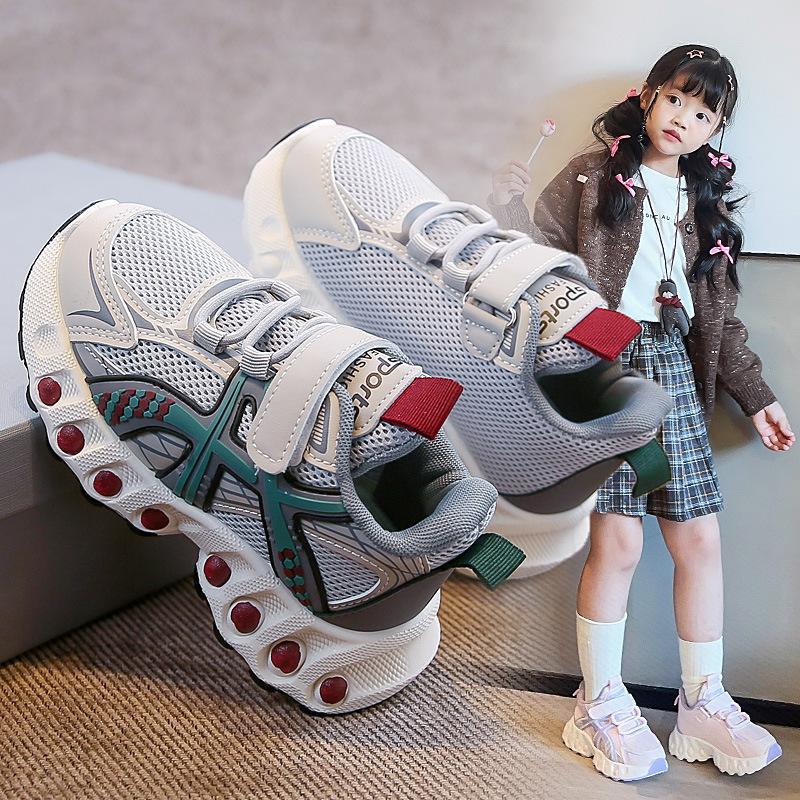 

Girls sneakers 2025 autumn new children s running shoes dad shoes boys mesh breathable sports little white shoes 32-37 6 pairs in one hand серый