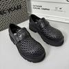 High-end men's shoes hollow and breathable casual leather shoes men's spring thick-soled leather hand-woven thick-soled high-tide shoes