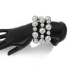 3PCS Punk Stretch Beads Bracelets Gold Sliver Color Stacked Ball Beaded Bracelet For Women Men Imitation Pearl Jewelry