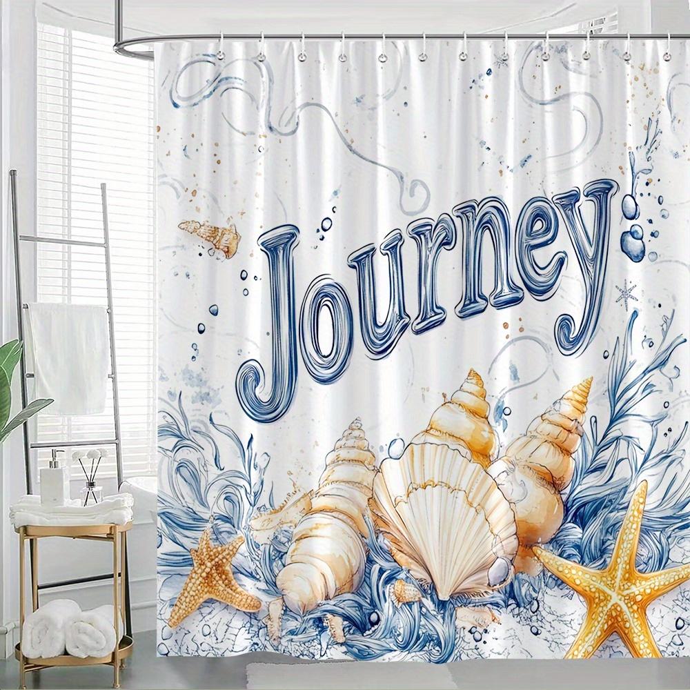

1Pc Coastal Journey Shower Curtain Seashell And Starfish Marine Themed 2D Print Bath Decorative Curtain With 12 Hooks, Tub Divid W60H190(CM)-1 Pcs