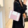 Simple handbag, new shoulder bag, tote bag, large-capacity contrasting color splicing temperament commuter women's bag